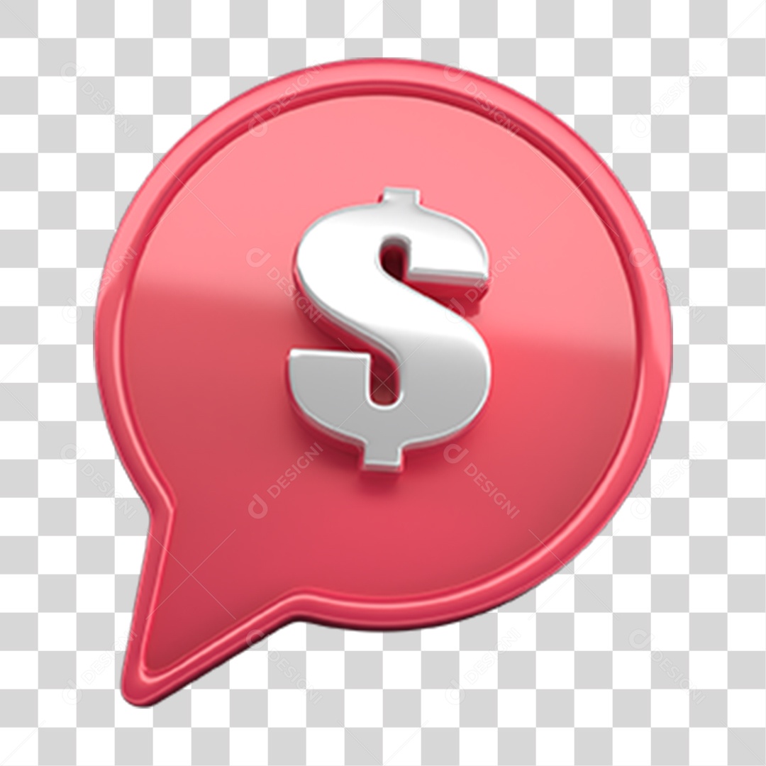 Ícone 3D Balão com Cifrão PNG Transparente