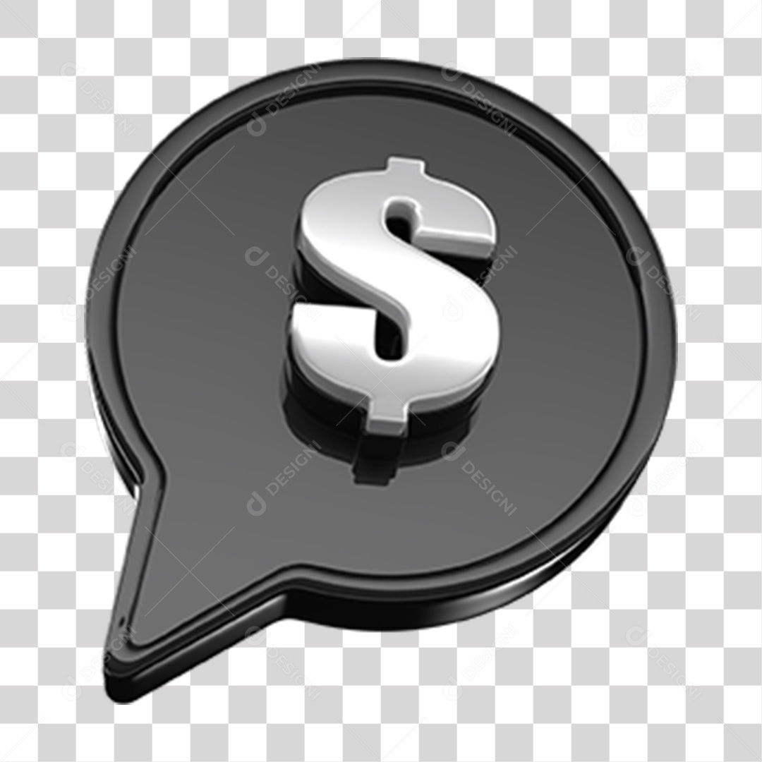 Ícone 3D Balão com Cifrão PNG Transparente