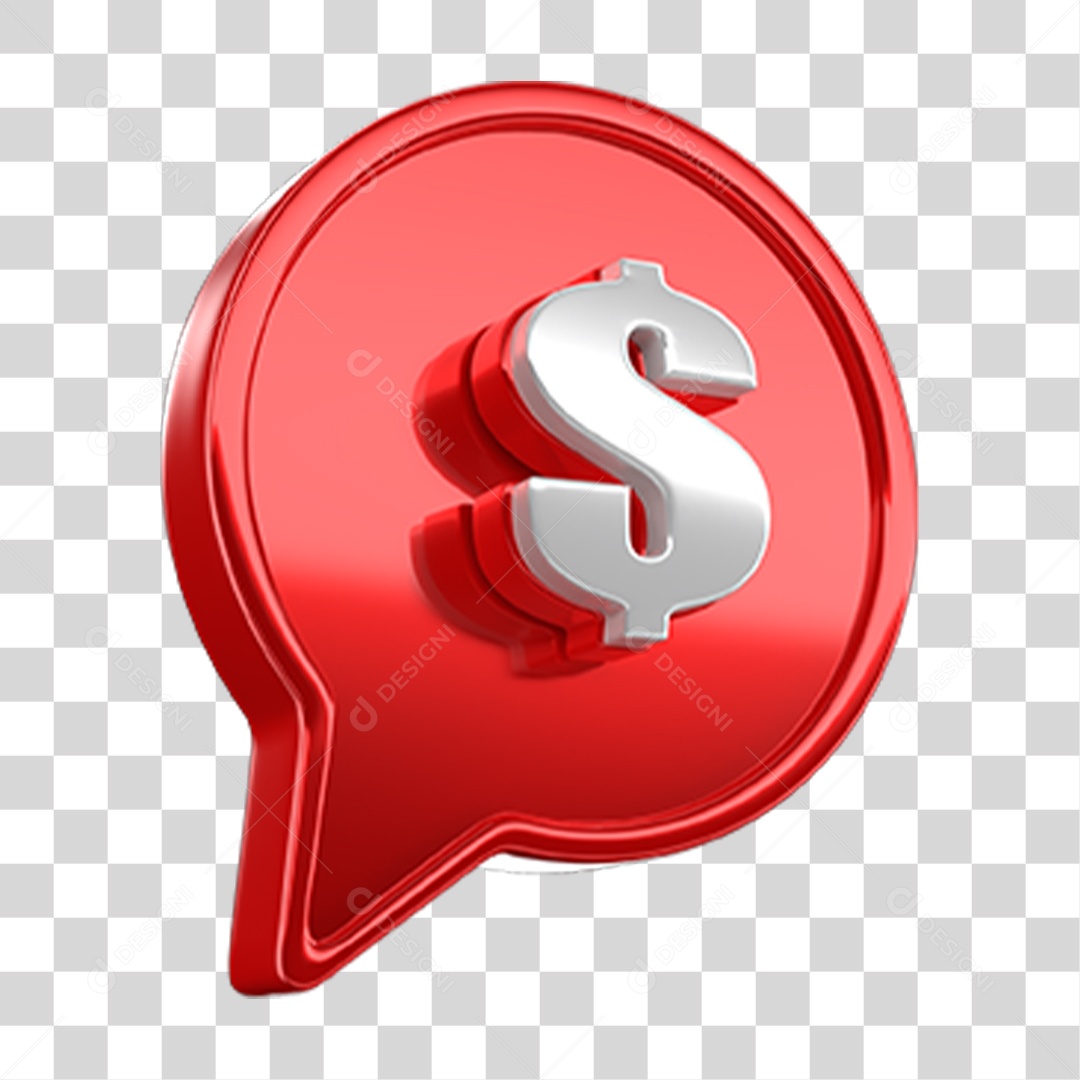 Ícone 3D Balão com Cifrão PNG Transparente