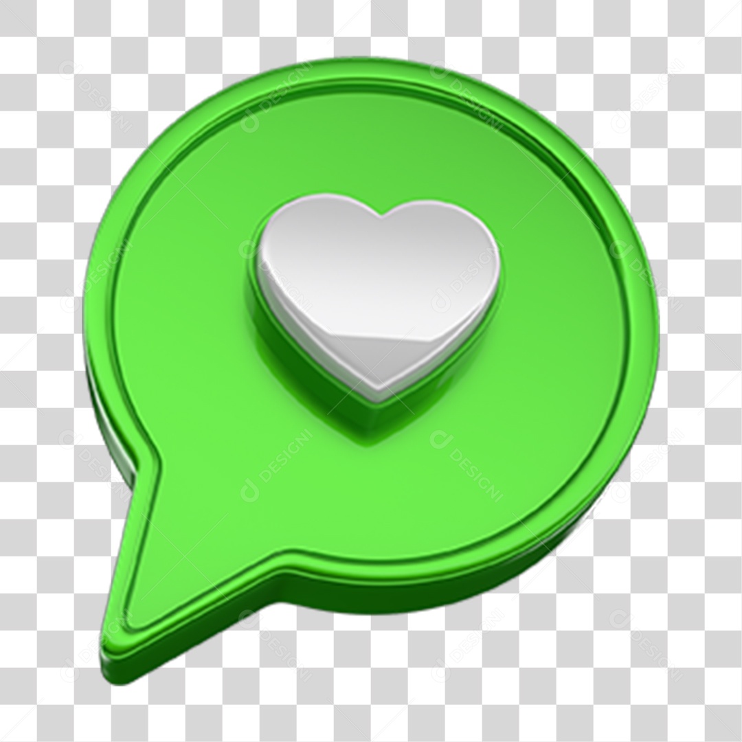 Ícone 3D Balão com Coração PNG Transparente