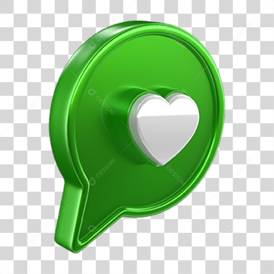 Ícone 3D Balão com Coração PNG Transparente