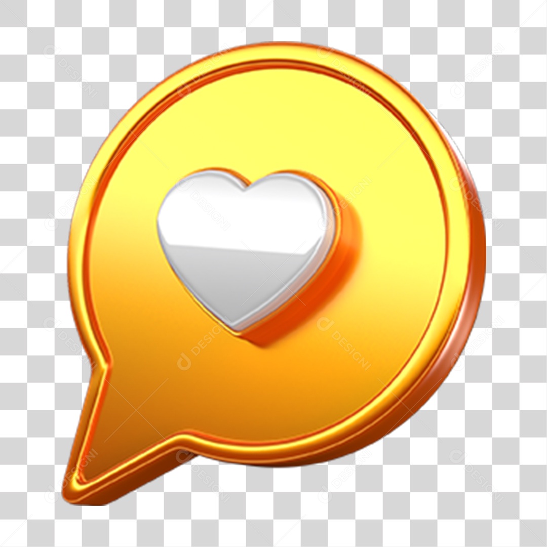 Ícone 3D Balão com Coração PNG Transparente