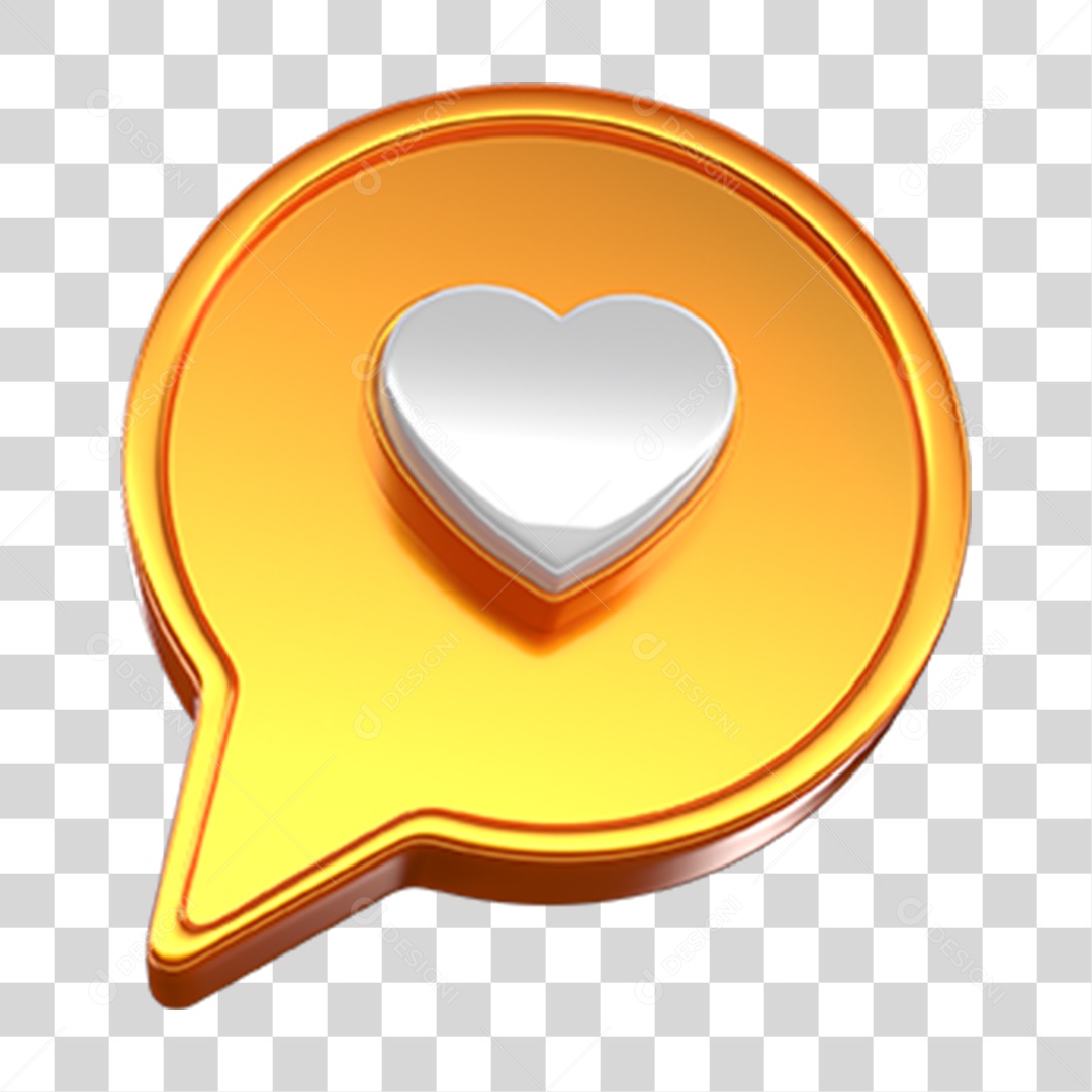Ícone 3D Balão com Coração PNG Transparente