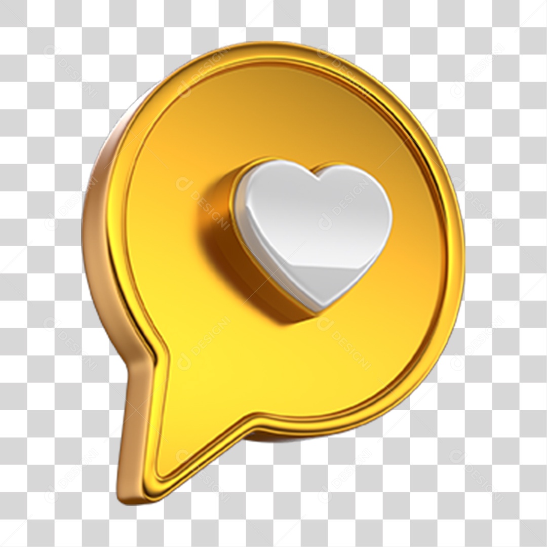 Ícone 3D Balão com Coração PNG Transparente