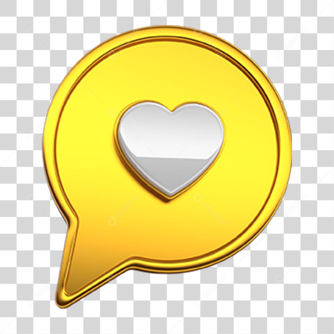 Ícone 3D Balão com Coração PNG Transparente