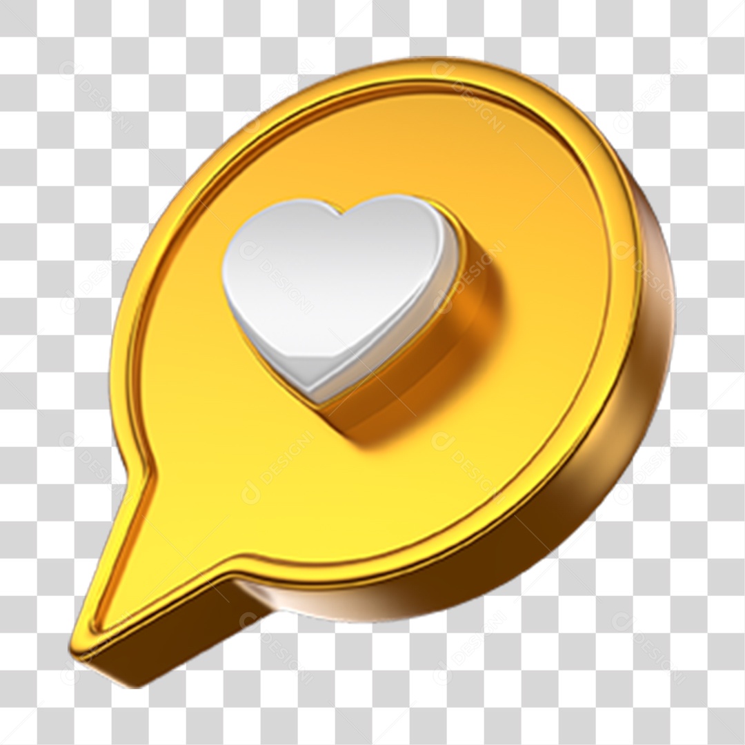 Ícone 3D Balão com Coração PNG Transparente