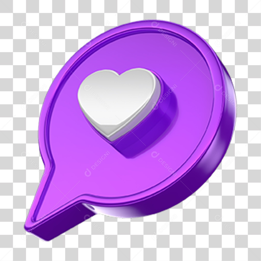 Ícone 3D Balão com Coração PNG Transparente