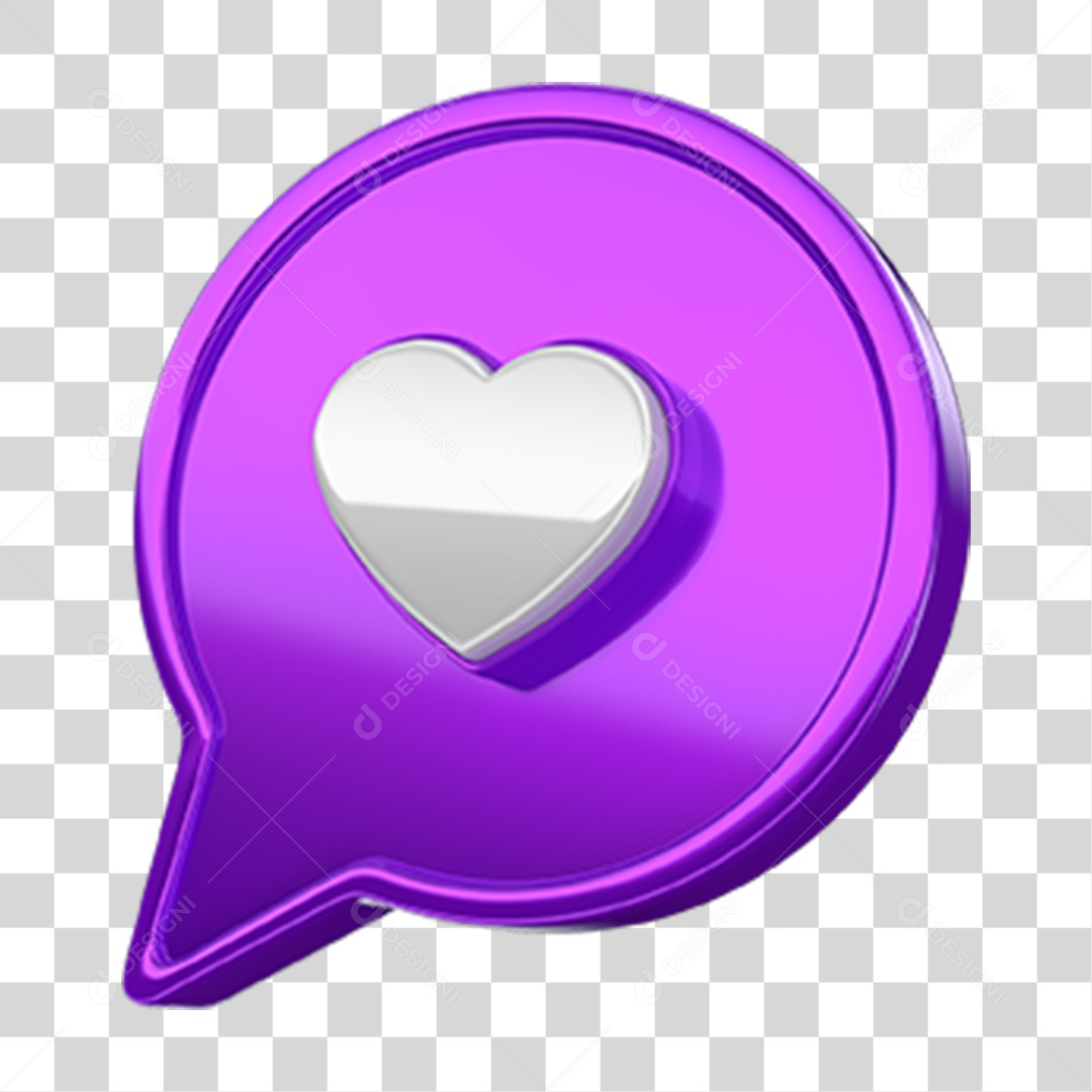 Ícone 3D Balão com Coração PNG Transparente
