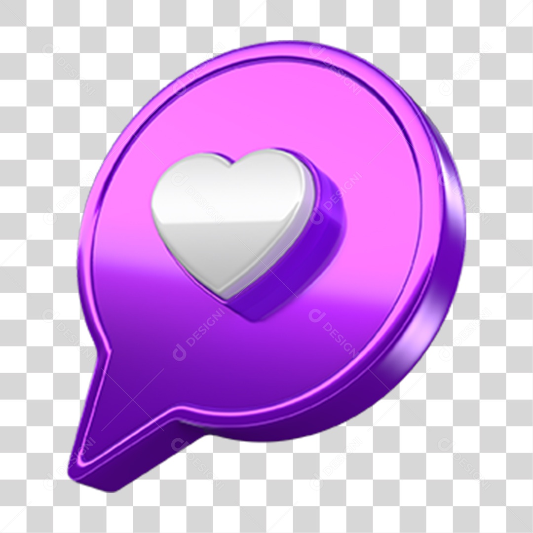 Ícone 3D Balão com Coração PNG Transparente