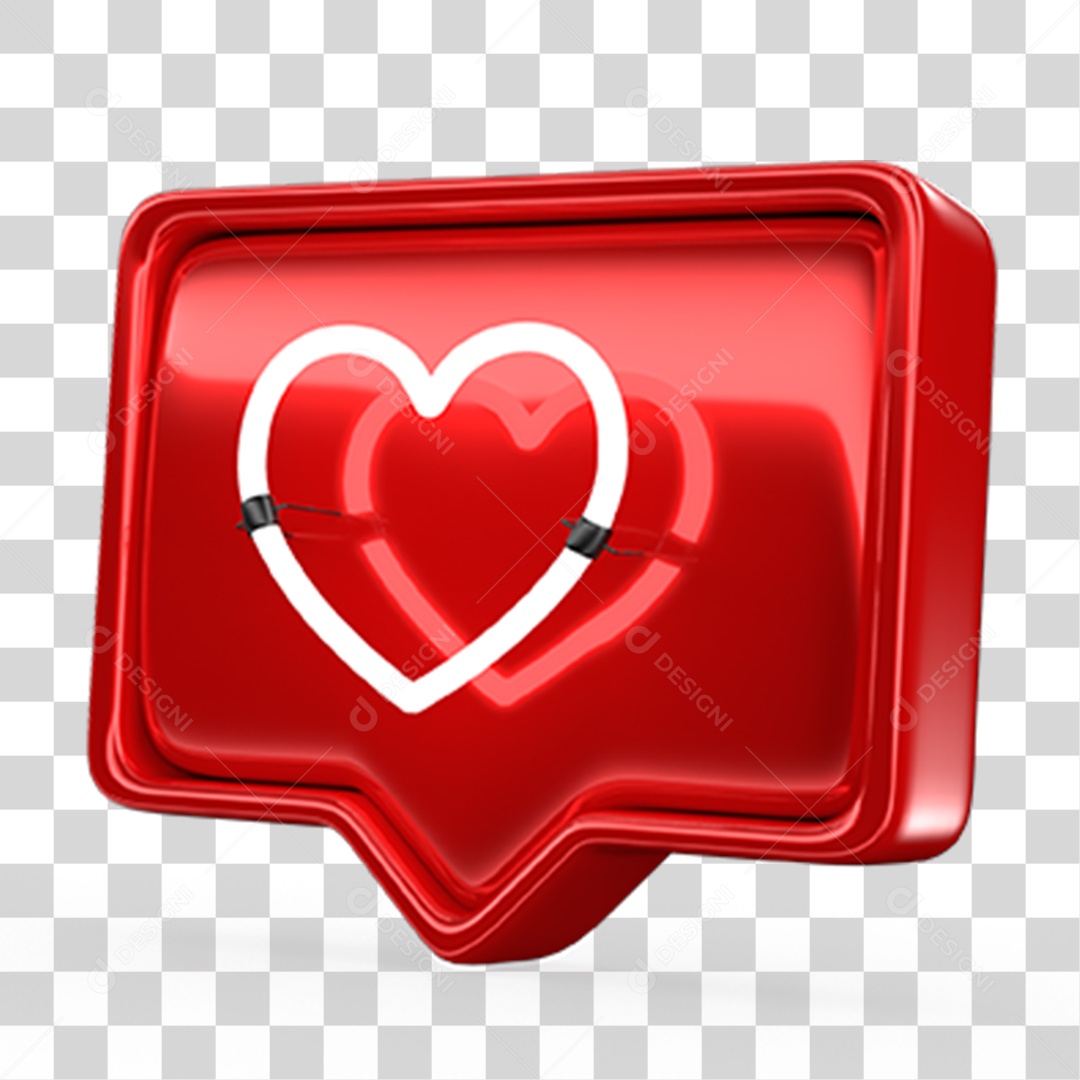 Ícone 3D Balão com Coração PNG Transparente