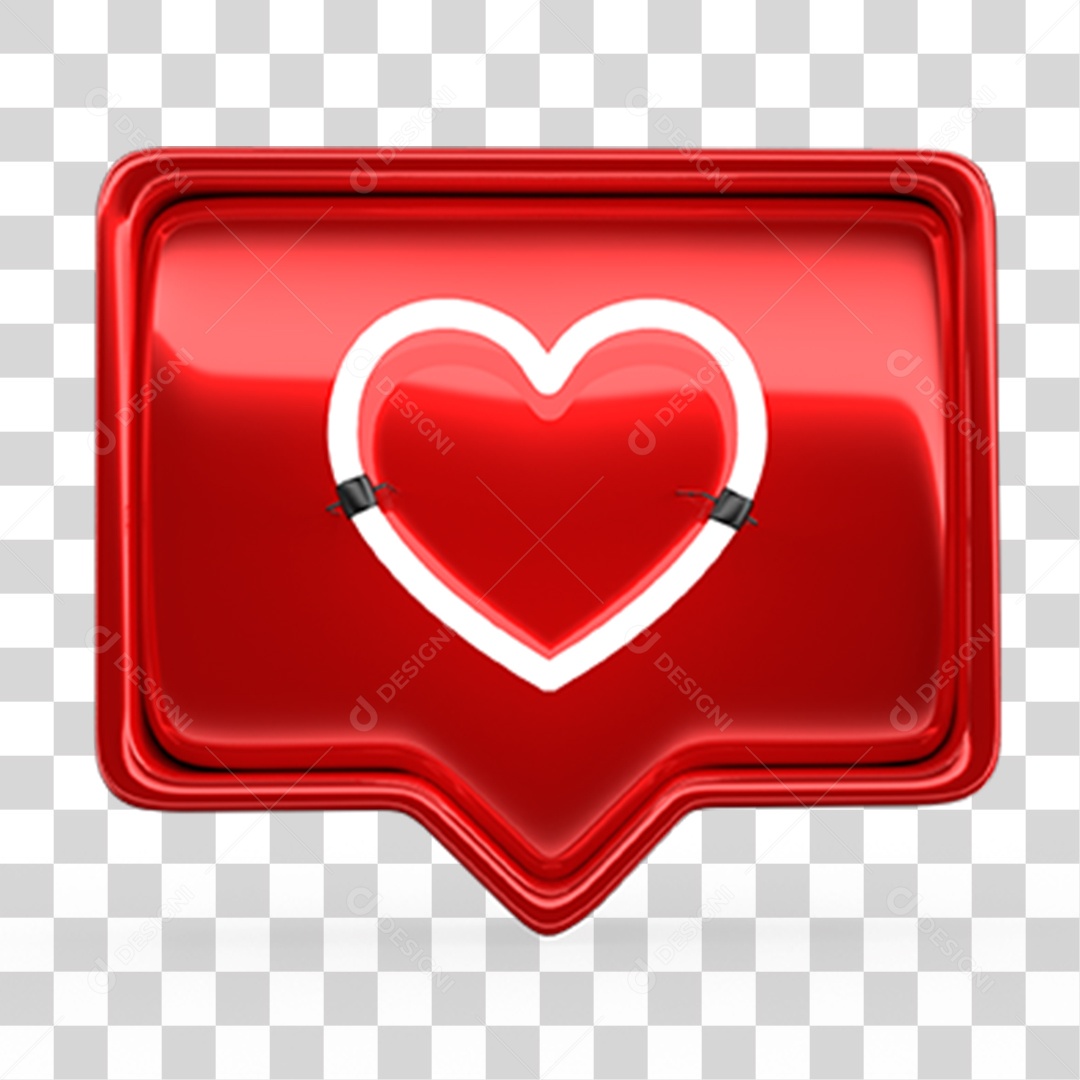 Ícone 3D Balão com Coração PNG Transparente