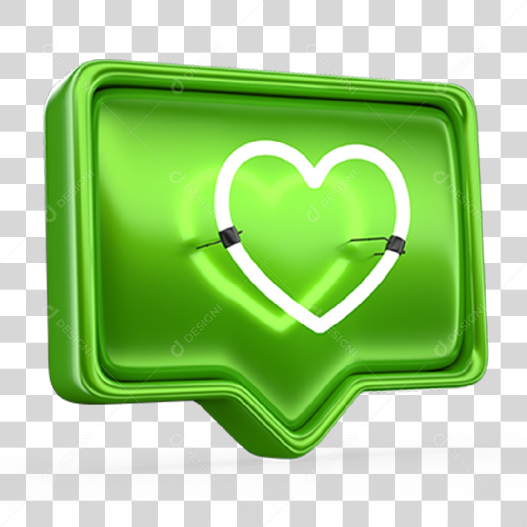 Ícone 3D Balão com Coração PNG Transparente