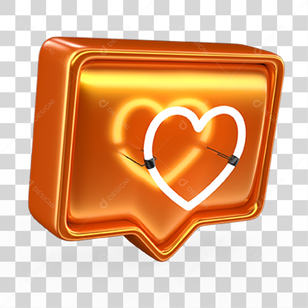 Ícone 3D Balão com Coração PNG Transparente