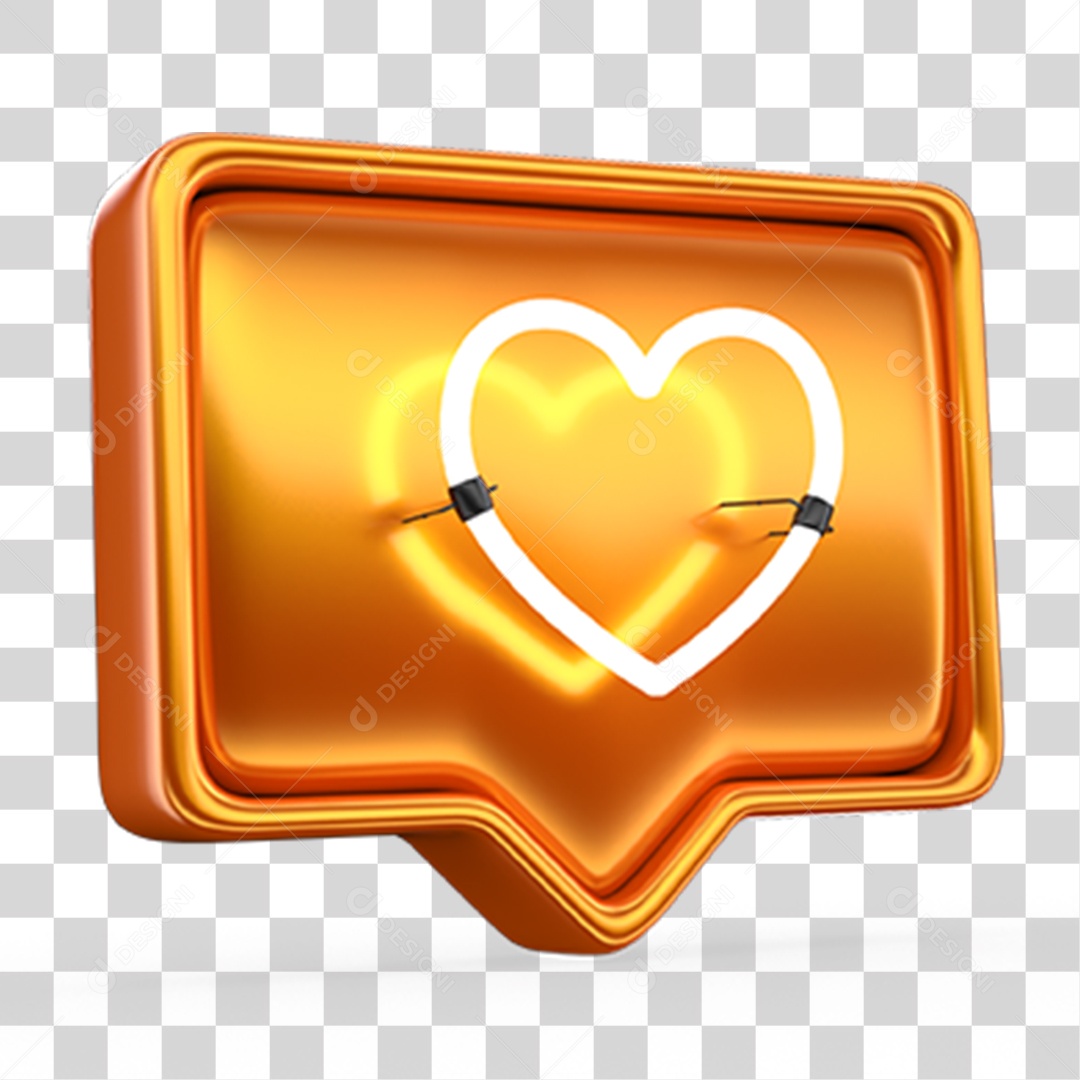 Ícone 3D Balão com Coração PNG Transparente
