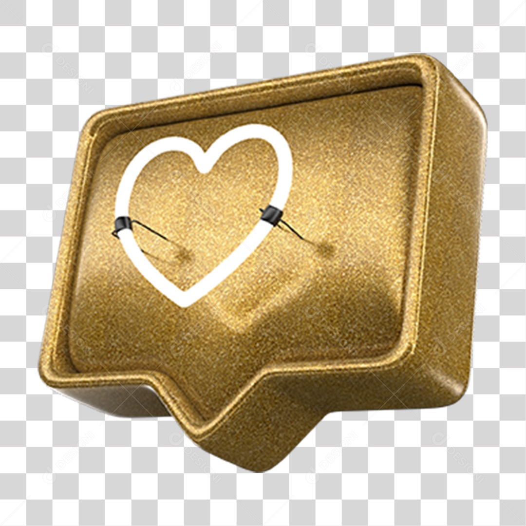 Ícone 3D Balão com Coração PNG Transparente