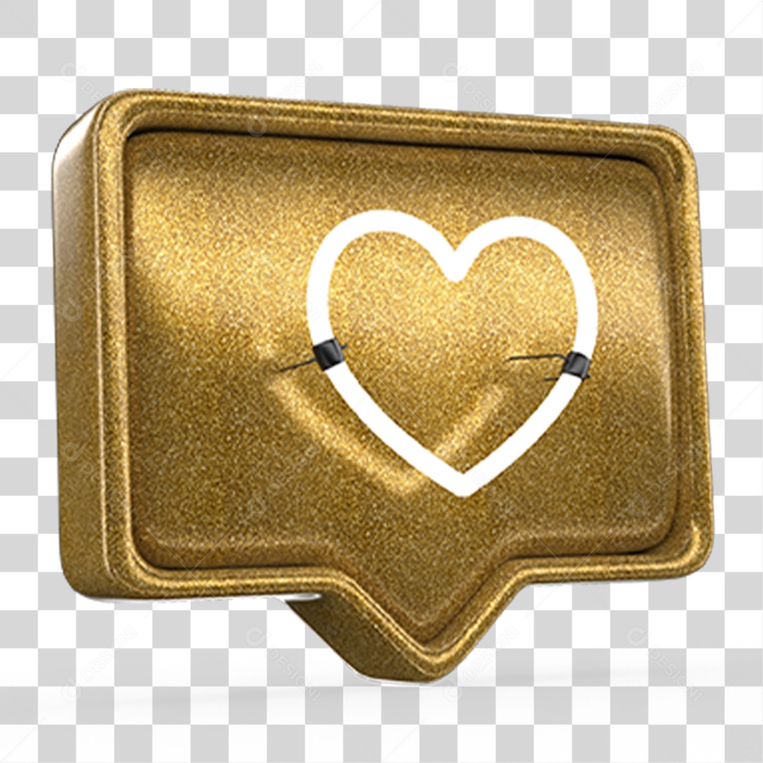 Ícone 3D Balão com Coração PNG Transparente