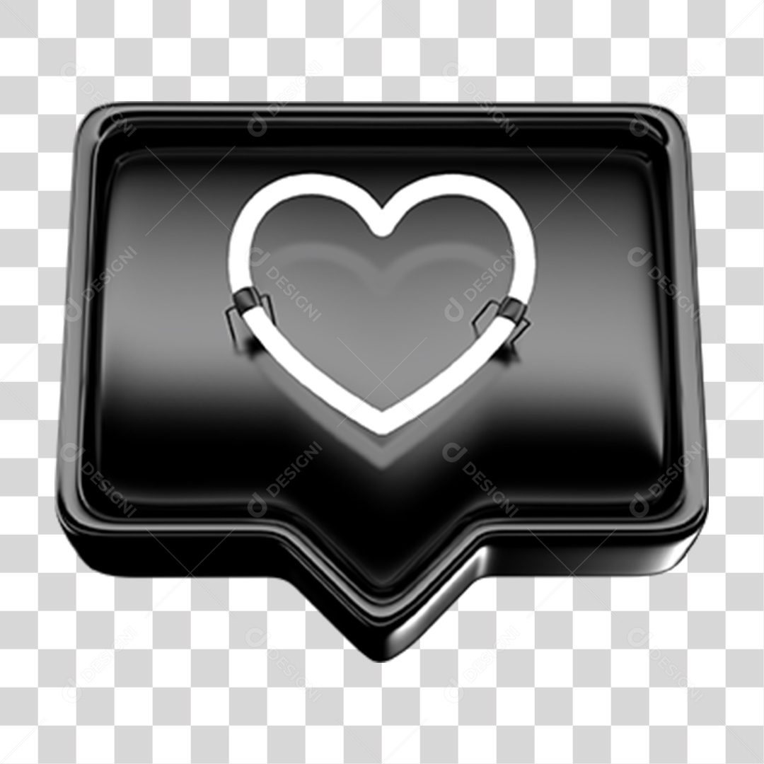Ícone 3D Balão com Coração PNG Transparente
