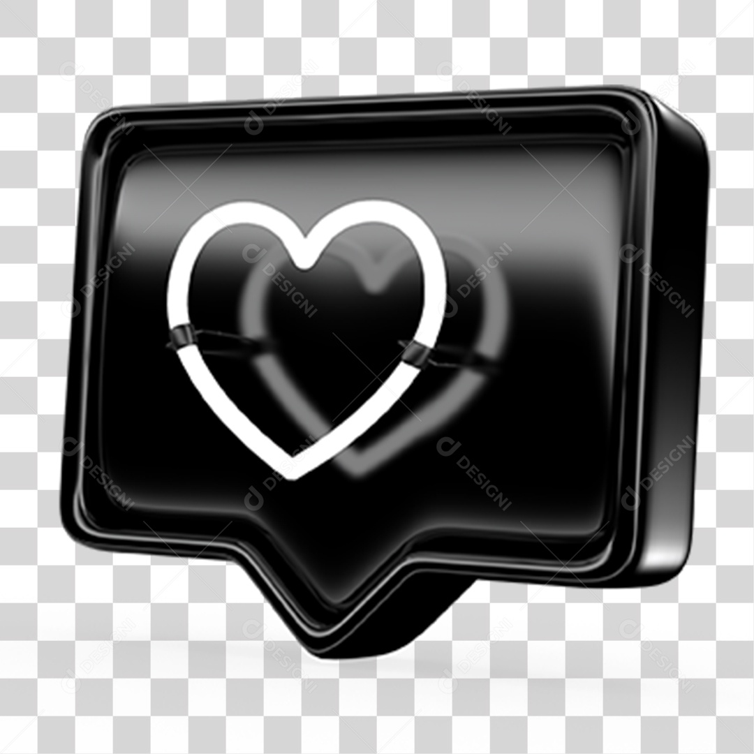 Ícone 3D Balão com Coração PNG Transparente