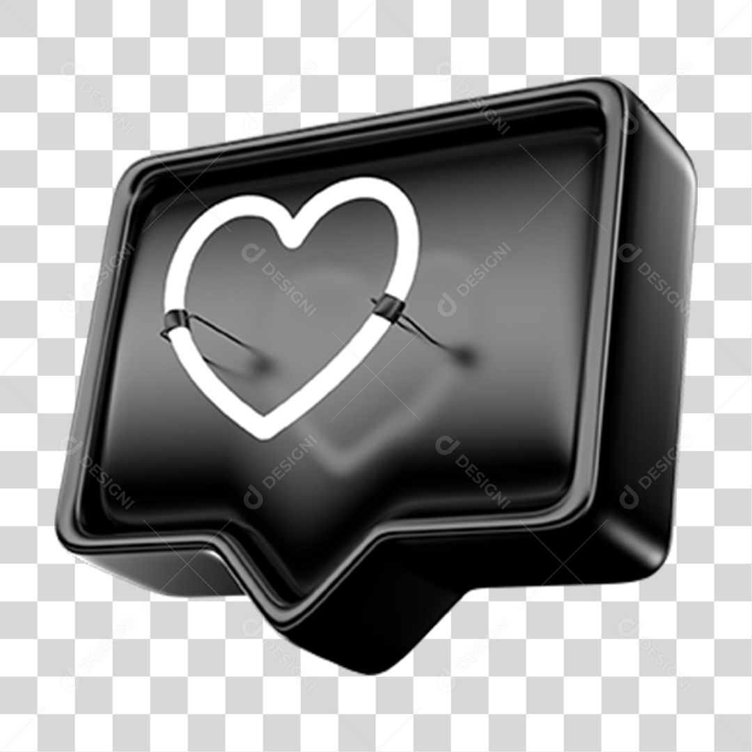 Ícone 3D Balão com Coração PNG Transparente