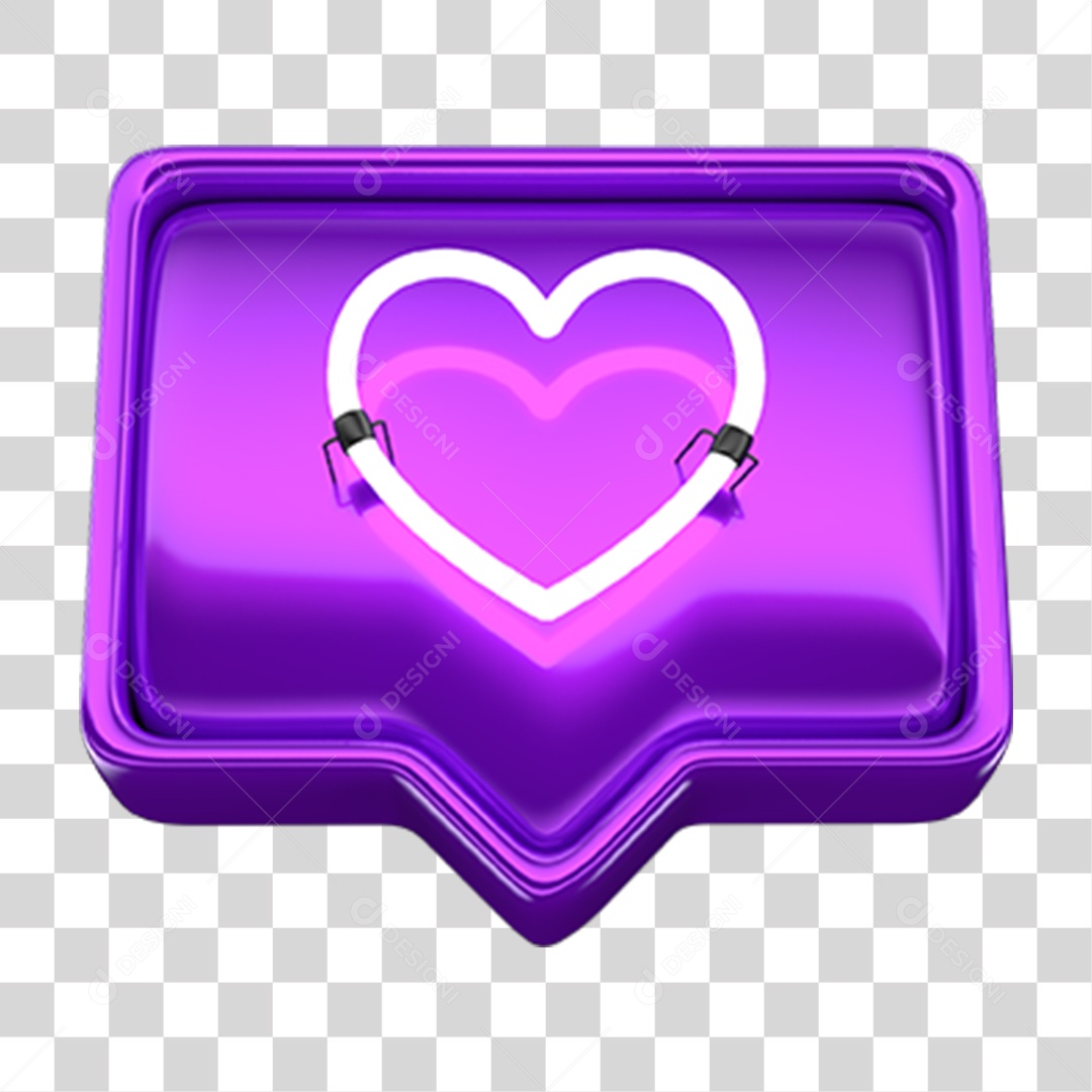 Ícone 3D Balão com Coração PNG Transparente