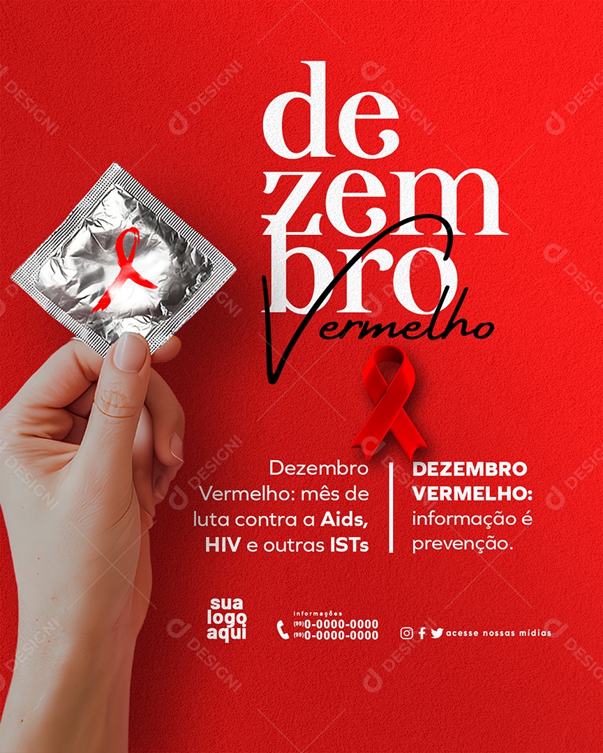 Dezembro Vermelho Mês de Combate AIDS HIV e Outras ISTs Social Media PSD Editável