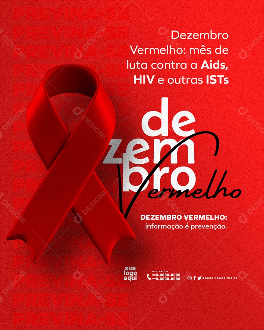 Dezembro Vermelho Mês De Luta Contra Aids e HIV Social Media PSD Editável