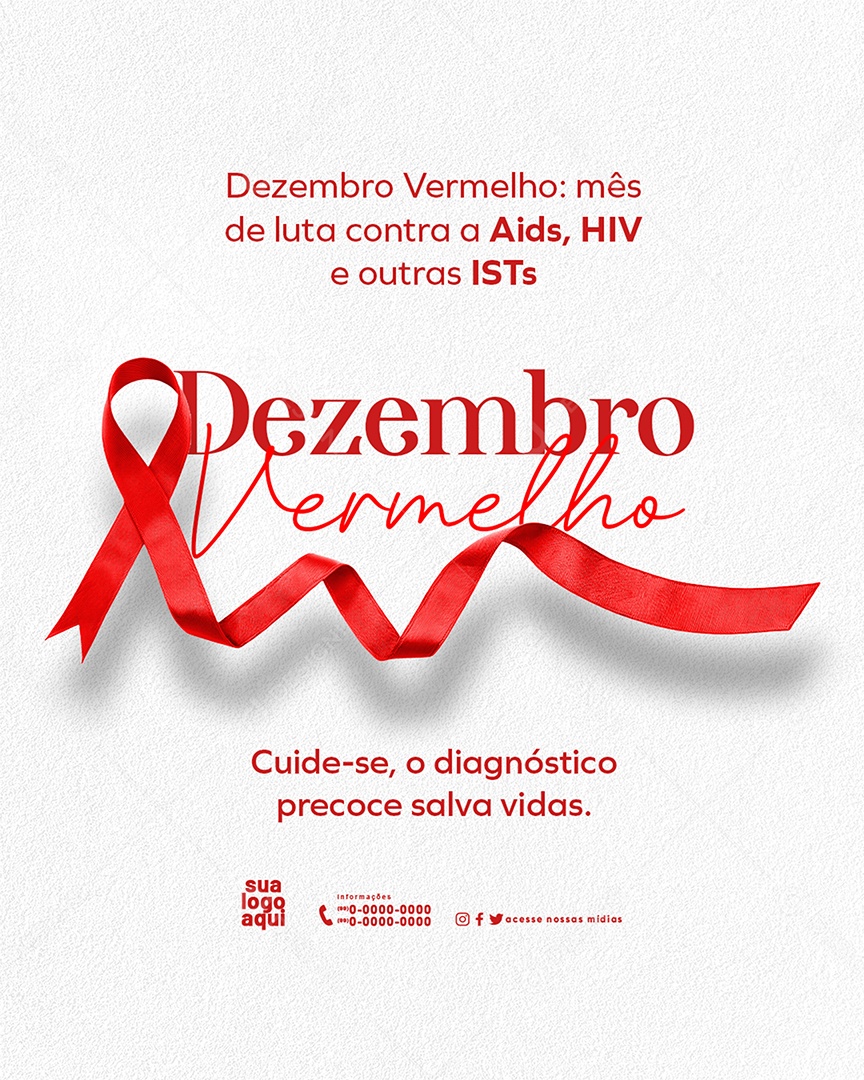 Dezembro Vermelho Mês de Luta Contra o Aids HIV Social Media PSD Editável