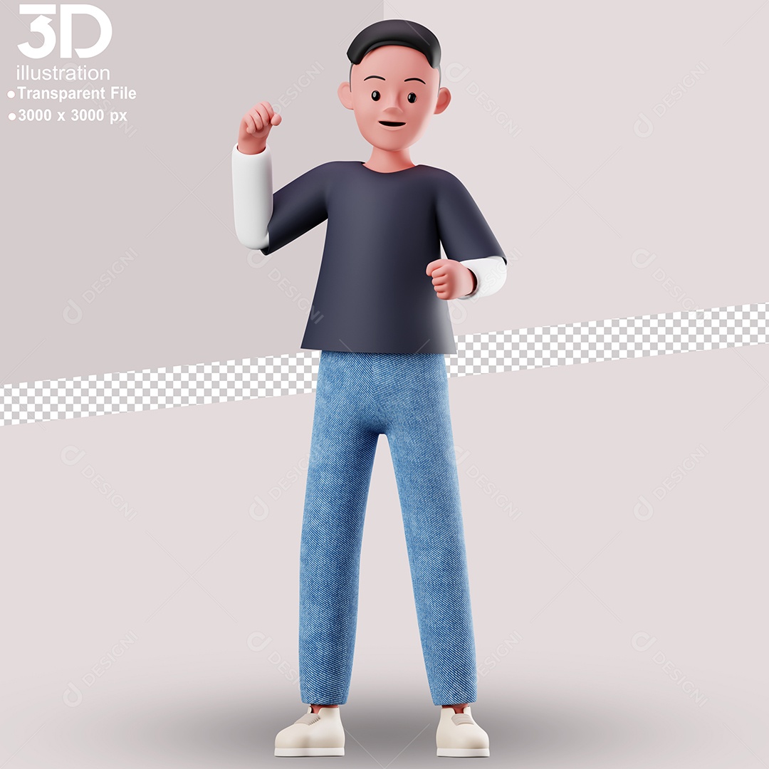 Personagem Feliz Elemento 3D para Composição PSD