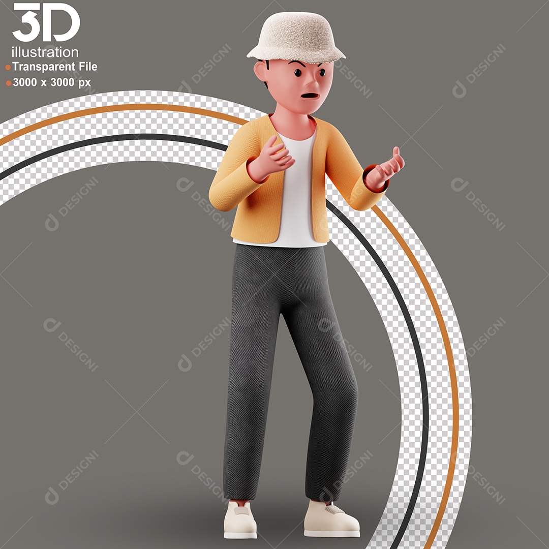 Personagem Com Raiva Elemento 3D para Composição PSD