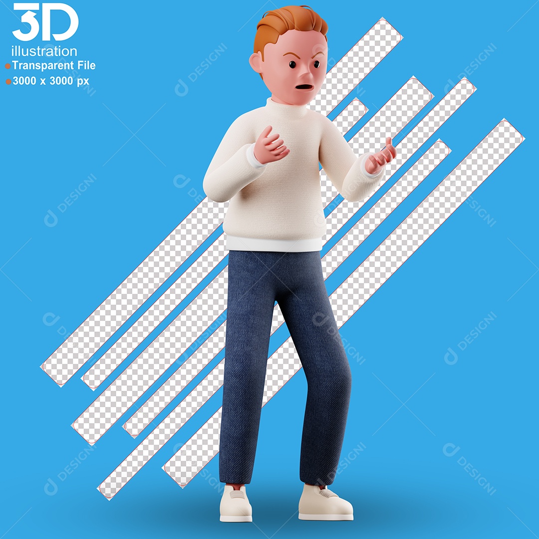 Personagem Com Raiva Elemento 3D para Composição PSD