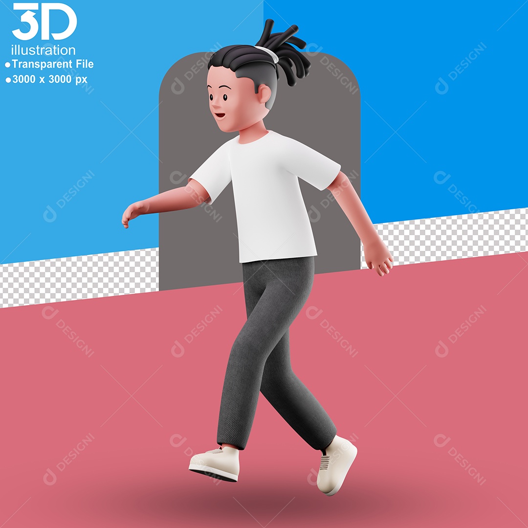Personagem Correndo Elemento 3D para Composição PSD