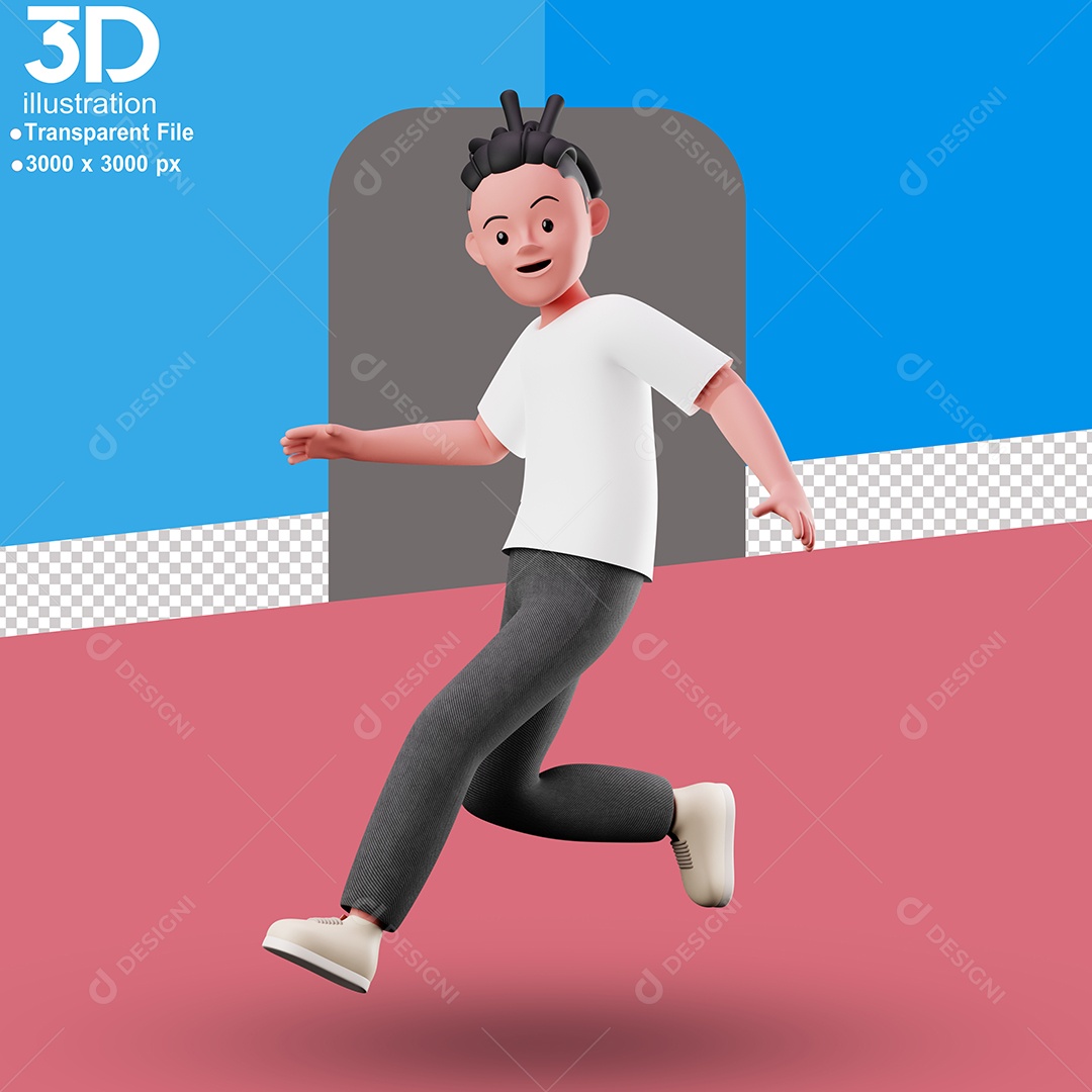 Personagem Correndo Elemento 3D para Composição PSD