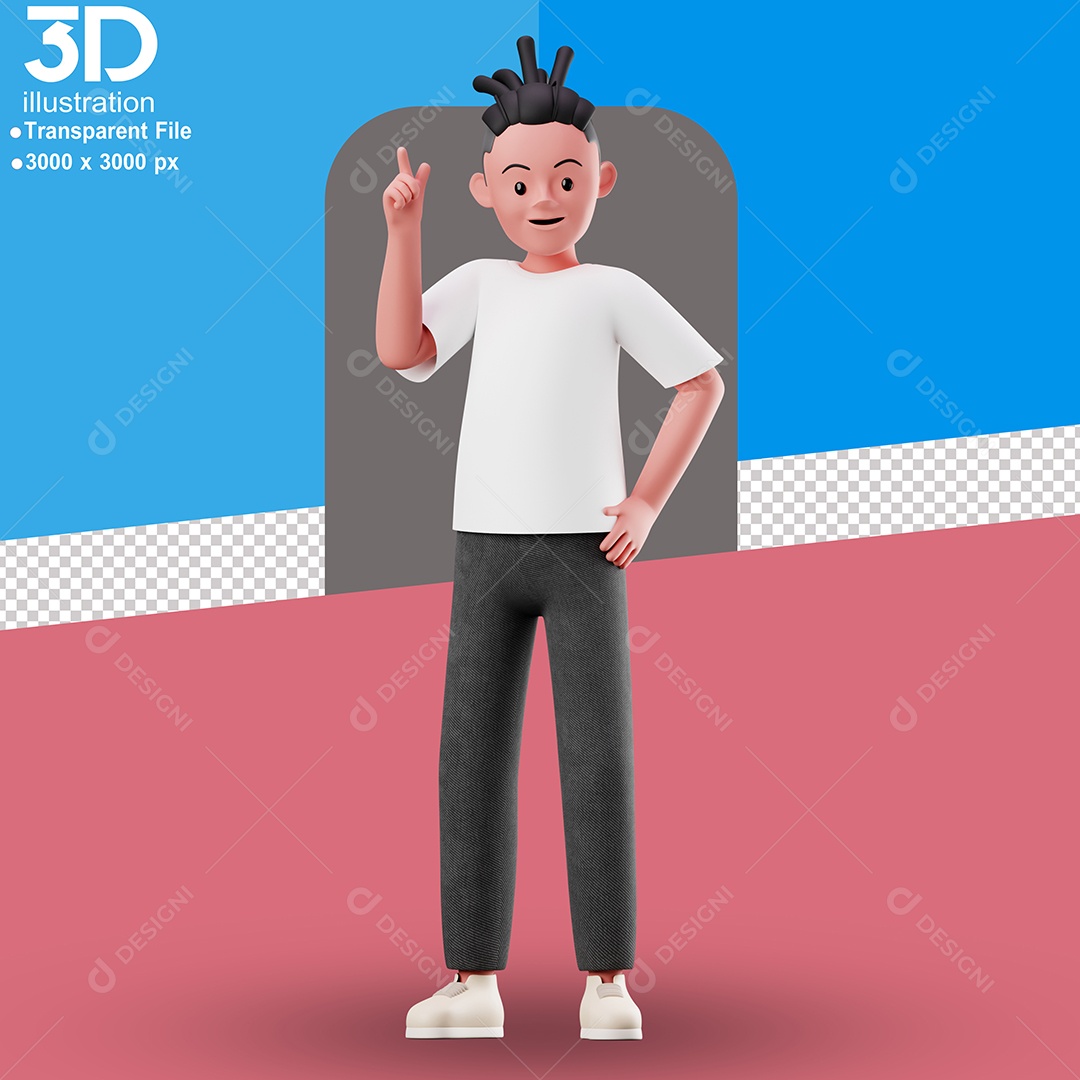 Personagem Pedindo para Falar Algo Elemento 3D para Composição PSD