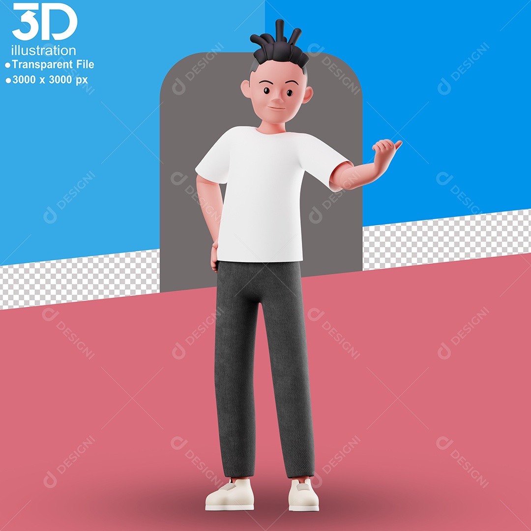 Personagem Chamando Alguém Elemento 3D para Composição PSD