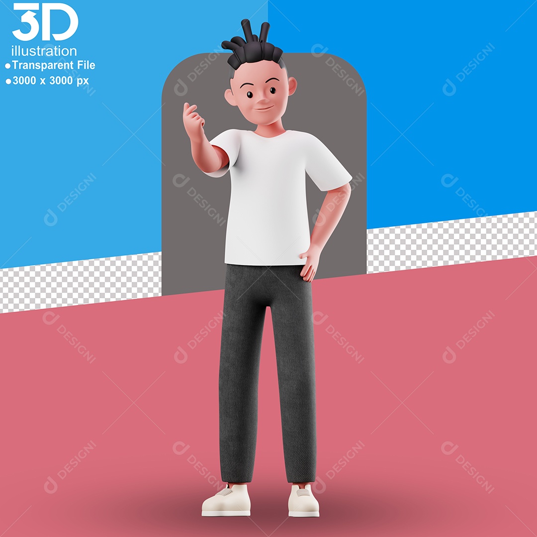 Personagem Fazendo Sinal de Dinheiro Elemento 3D para Composição PSD