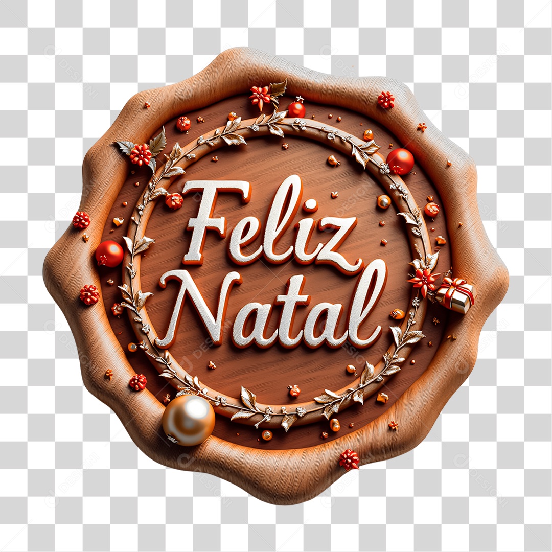 Selo 3D Feliz Natal PNG Transparente