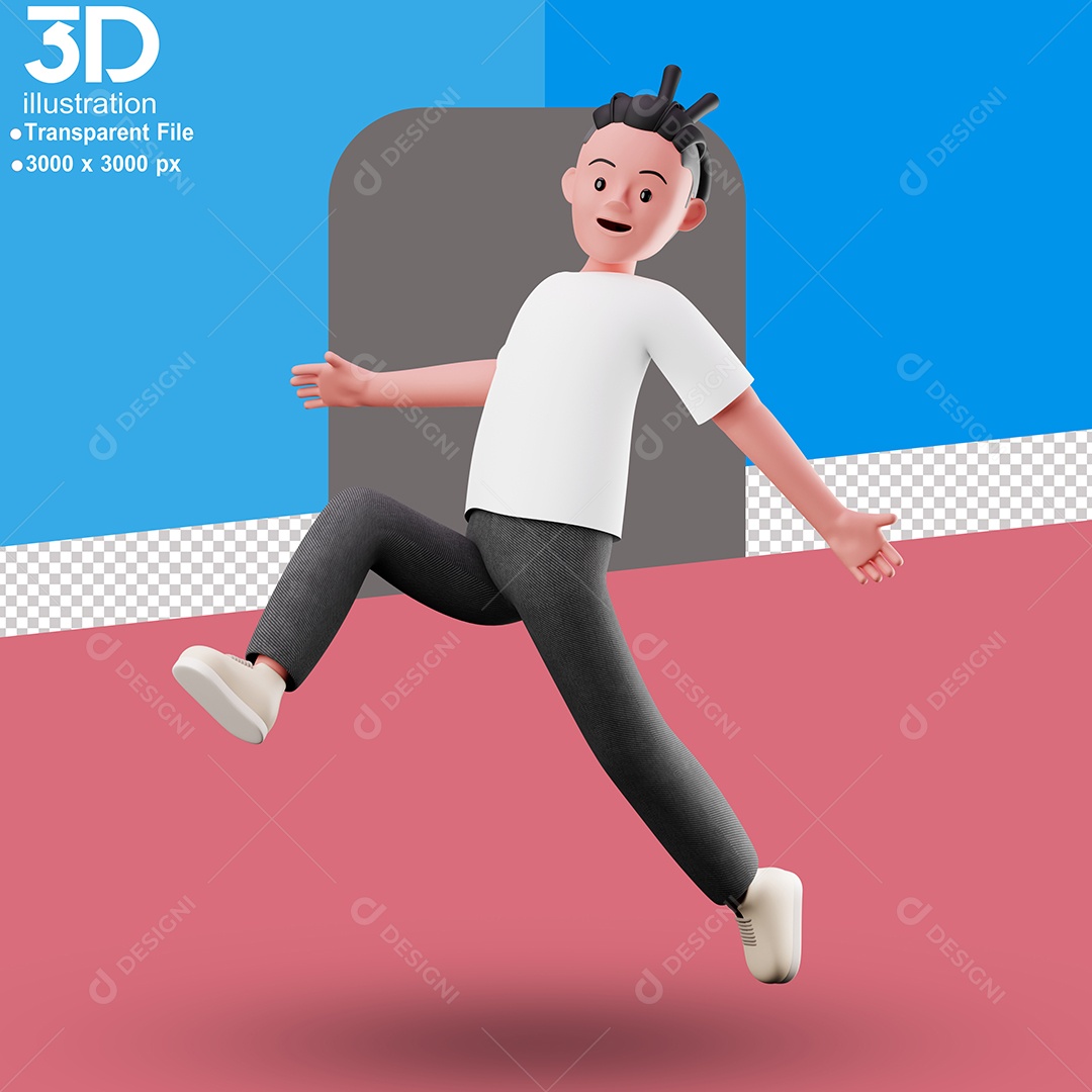 Personagem Pulando Algo Elemento 3D para Composição PSD