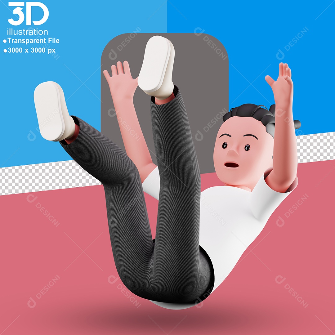 Personagem Caindo Elemento 3D para Composição PSD