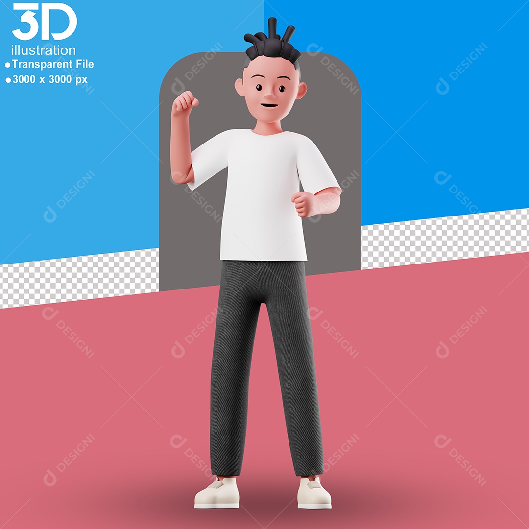 Personagem Comemorando Elemento 3D para Composição PSD