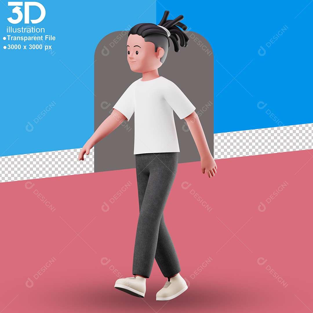 Personagem Caminhando Elemento 3D para Composição PSD