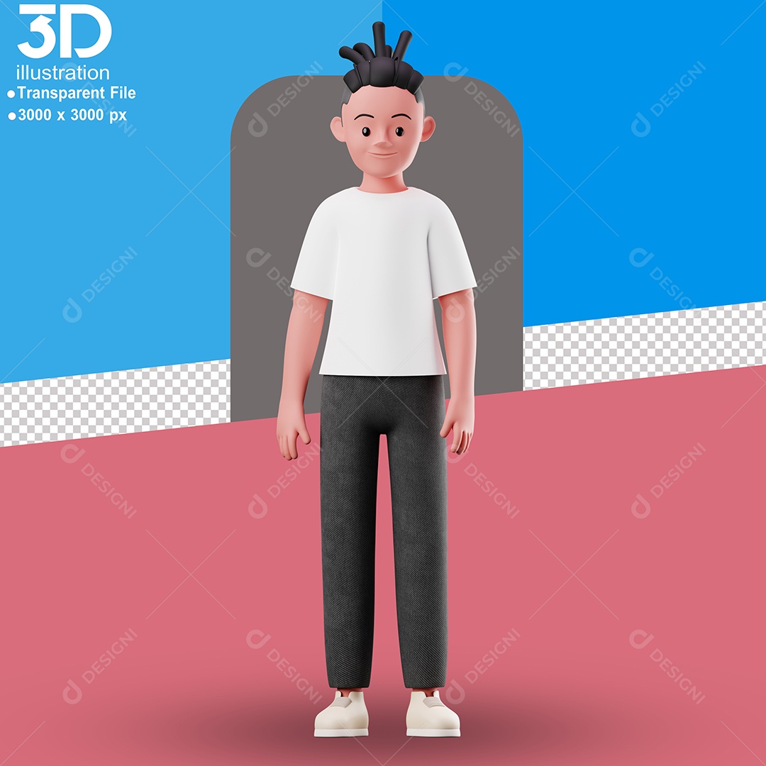 Personagem Em Pé Elemento 3D para Composição PSD