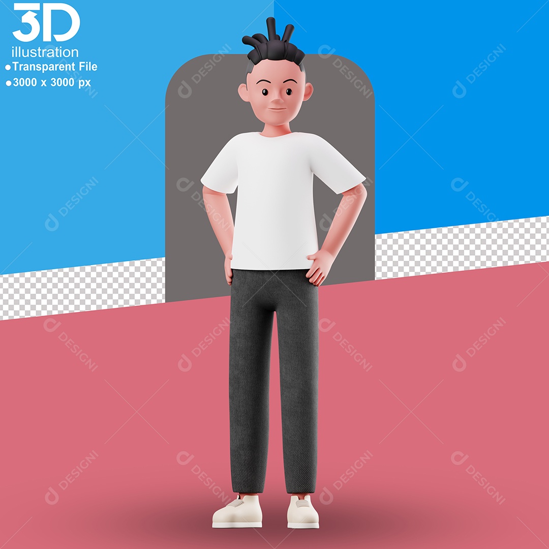 Personagem Com ás Mãos na Cintura Livro Elemento 3D para Composição PSD