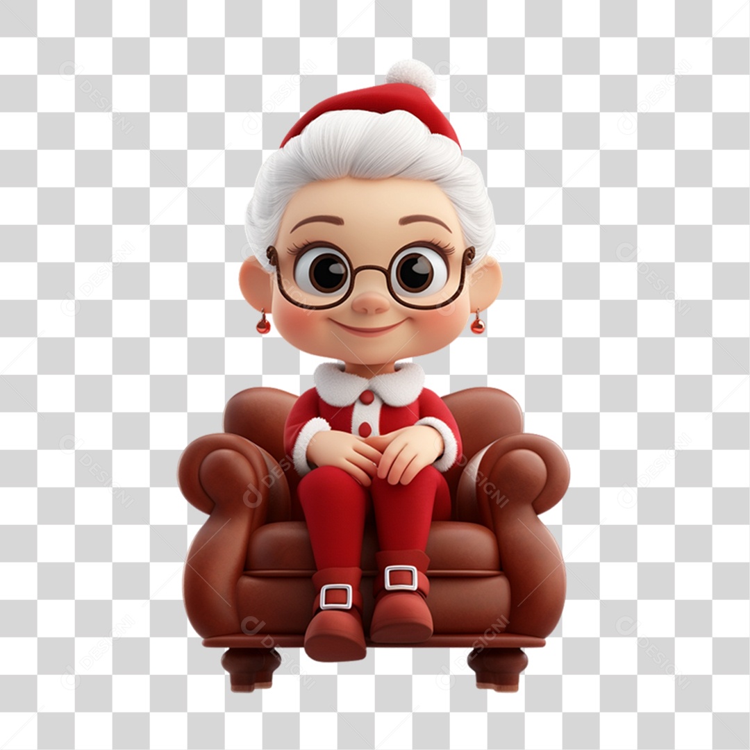 Elemento 3D Mamãe Noel Natal PNG Transparente