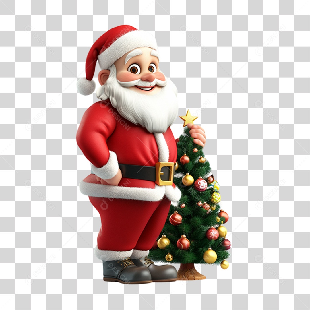 Elemento 3D Papai Noel Natal PNG Transparente