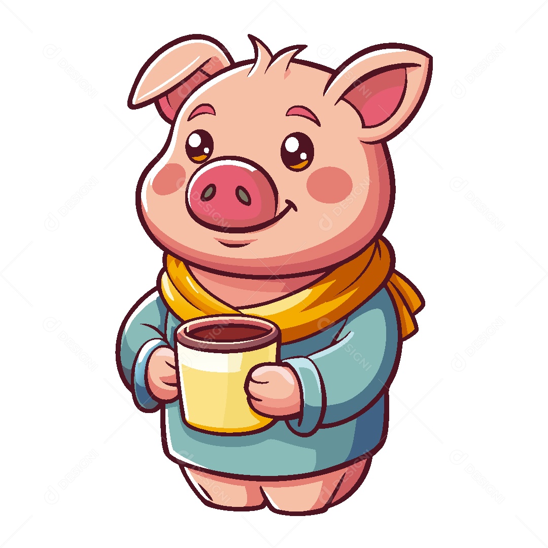 Porco Personagem Ilustração Vetor EPS