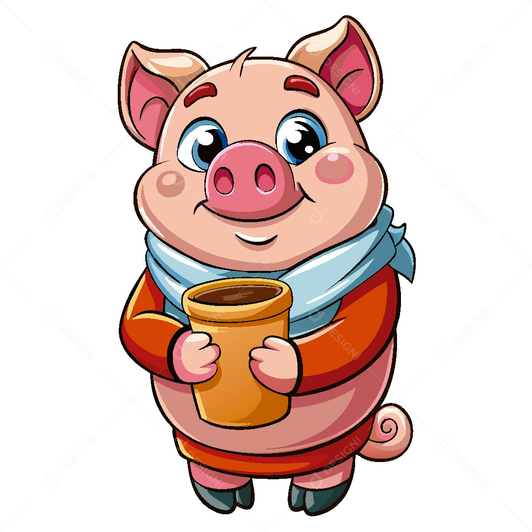 Porco Personagem Ilustração Vetor EPS