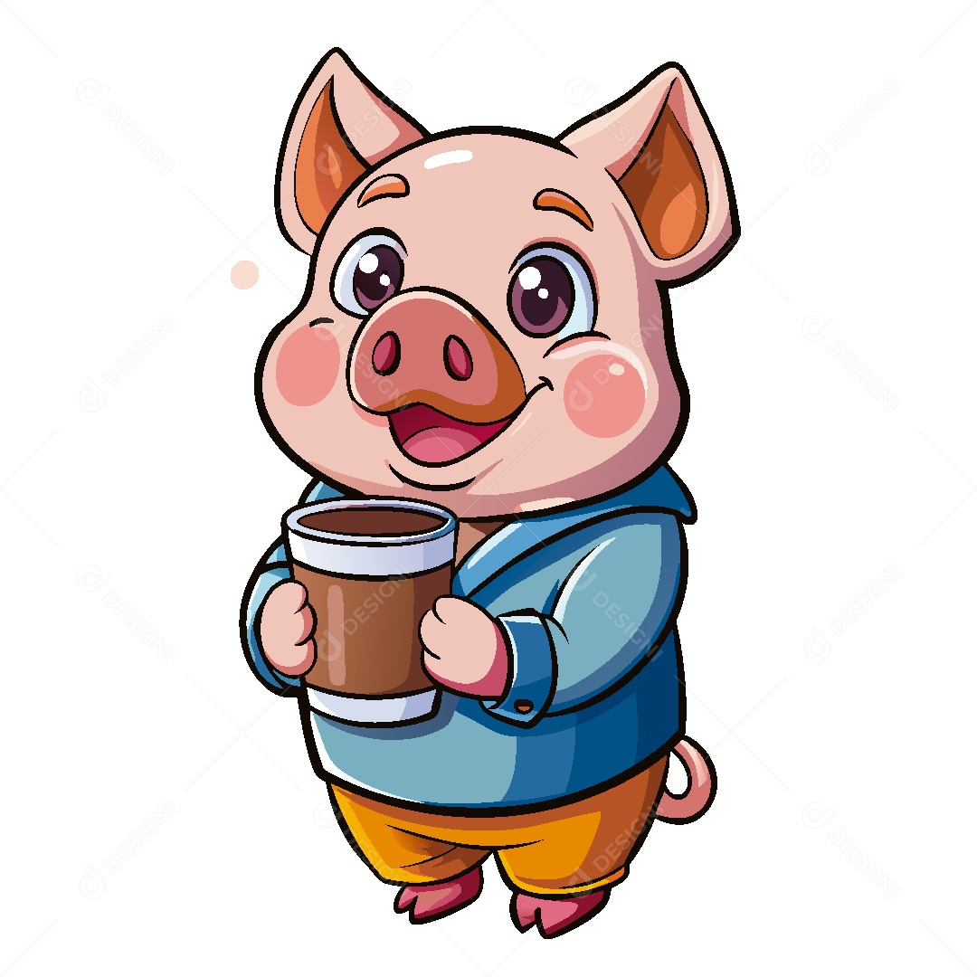 Porco Personagem Ilustração Vetor EPS