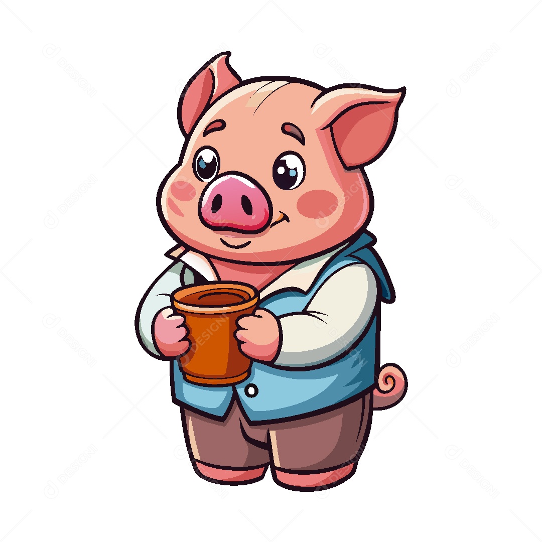 Porco Personagem Ilustração Vetor EPS