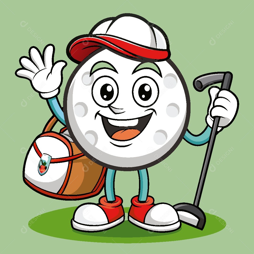 Bolinha de Golfe Perosngem Ilustração Vetor EPS