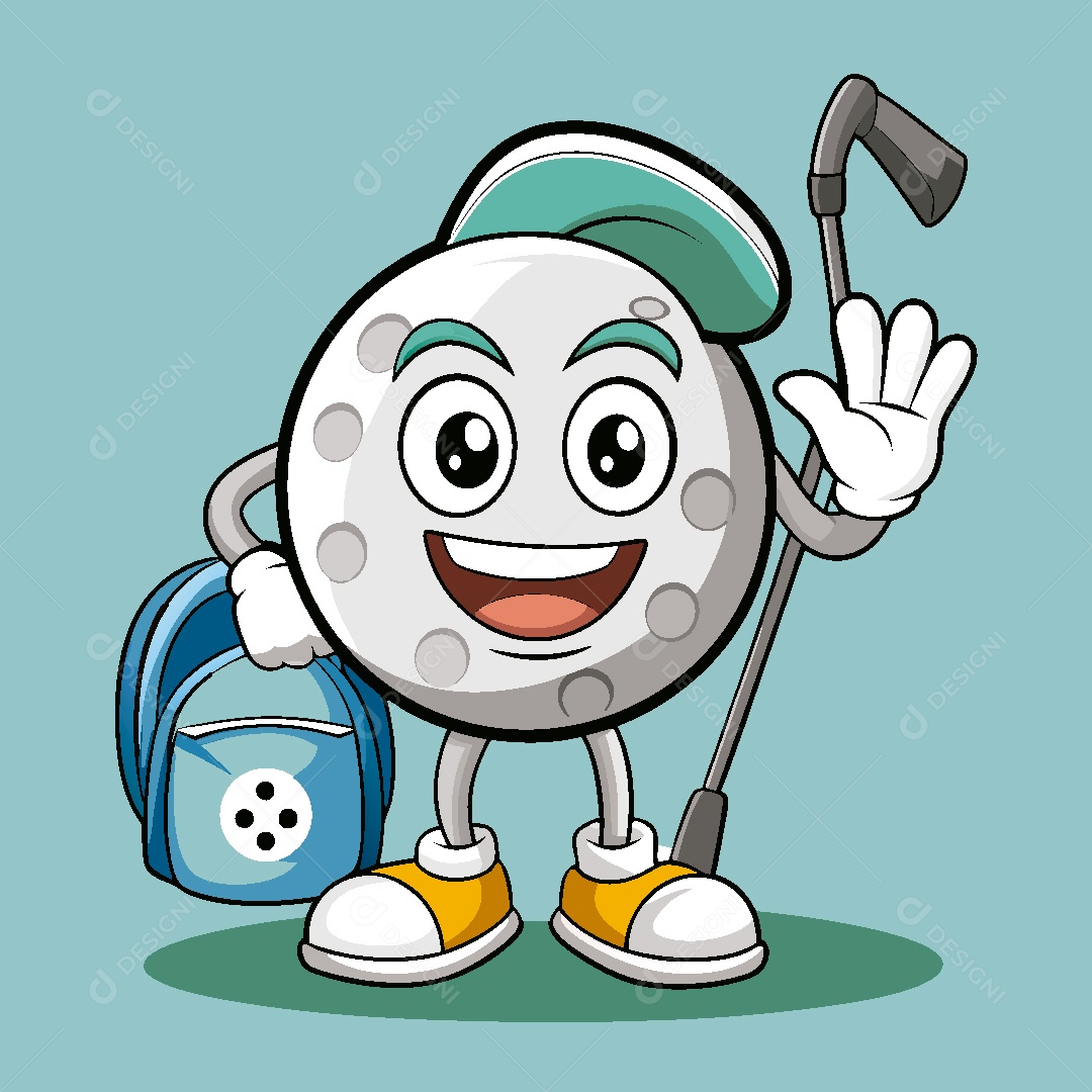 Bolinha de Golfe Perosngem Ilustração Vetor EPS